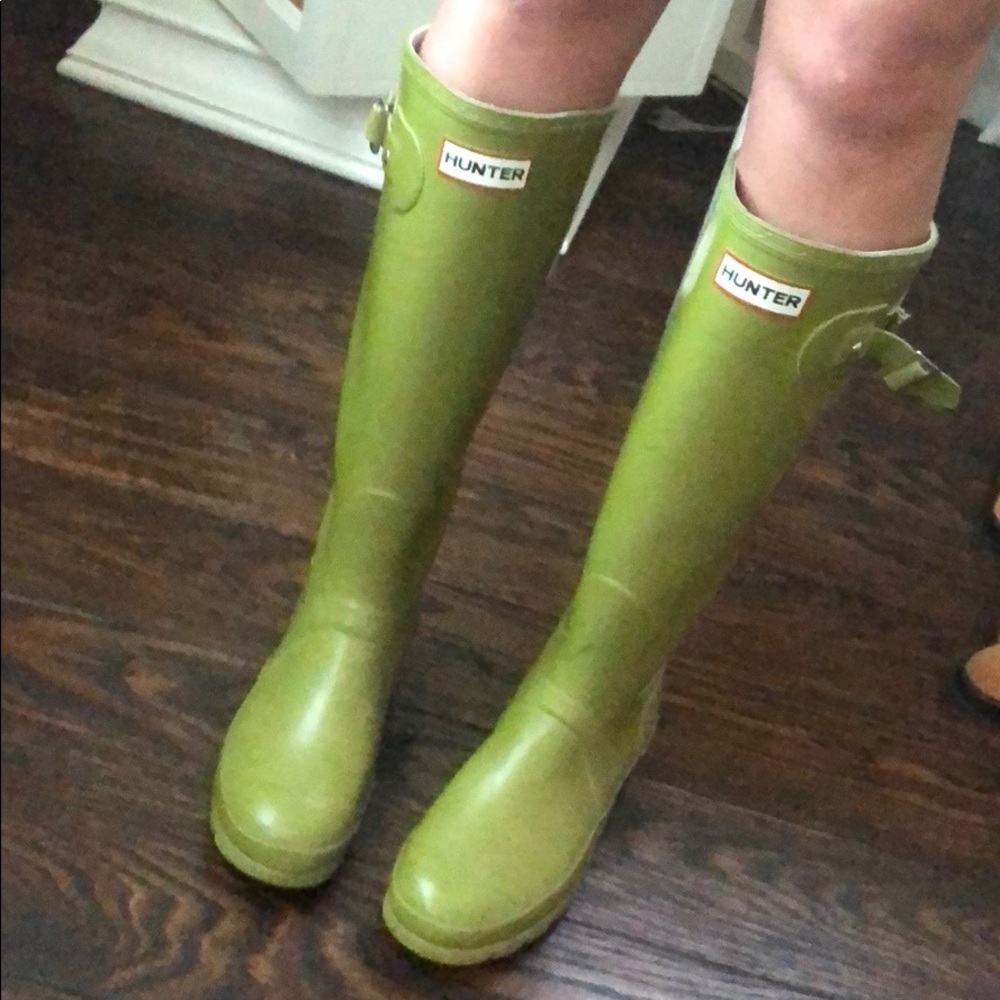 Lime green hunter boots